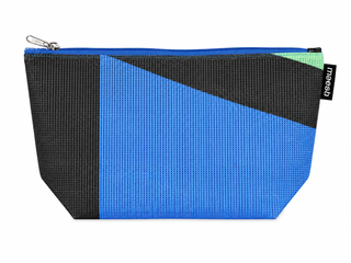 Kosmetiktasche Blau/Schwarz #E – Clutter aus Upcycling-Material, Unikat