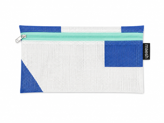 Maeppchen Blau/Weiß #B – Federmäppchen aus Upcycling-Material, Unikat