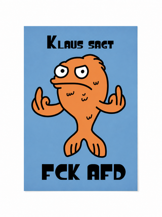 Klaus sagt FCK AFD Postkarte – Blau – DIN A6