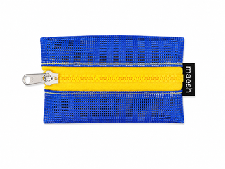 Doggi Bag Blau/Gelb #F – Mini-Beutel mit Karabiner aus Upcycling-Material, Unikat