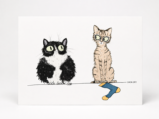 Cats Postkarte – Katzen & Socke – DIN A6