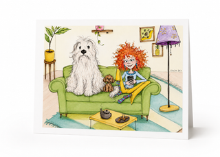 Dog Sitting Postkarte – Hunde & Sofa – DIN A6
