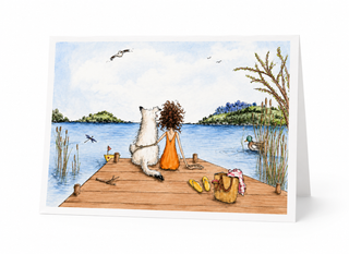 Holiday Mood Postkarte – Hund am See – DIN A6