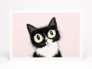 Starring Cat Postkarte – Schwarze Katze – DIN A6
