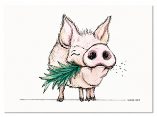 Summer Snack Postkarte – Schwein mit Ananas – DIN A6