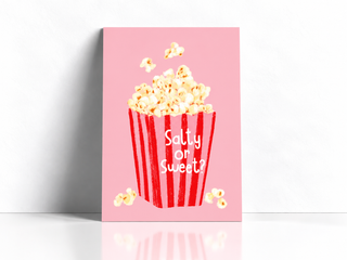 Postkarte „Salty or Sweet?“ mit Popcorn Rosa – StudioDanii