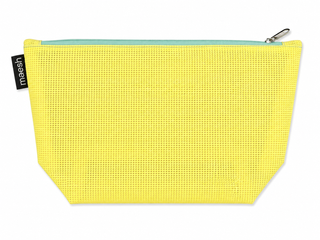 Kosmetiktasche Gelb/Pink #C – Clutter aus Upcycling-Material, Unikat