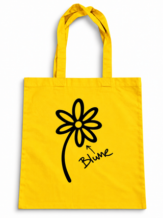 Blume Stoffbeutel Gelb mit Blumenzeichnung – Der_Laden