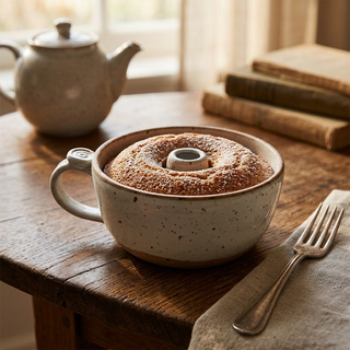 Handgefertigte Kuchentasse – Steinzeug mit Kerzenhalter | Odd Old Bird Pottery