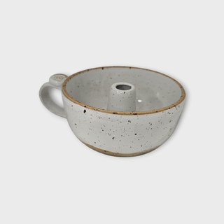 Handgefertigte Kuchentasse – Steinzeug mit Kerzenhalter | Odd Old Bird Pottery