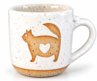 Tasse „Cat with Heart“ aus Steinzeug – Odd Old Bird Pottery
