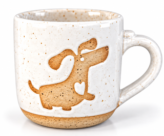 Tasse „Dog with Heart“ aus Steinzeug – Odd Old Bird Pottery