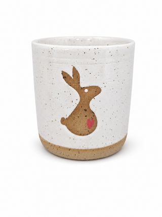 Keramikbecher „Hase“ – handgemacht – Steinzeug Becher mit Herz – 300 ml