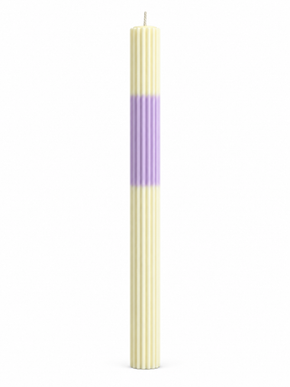 Geriffelte Stabkerze Creme-Lavendel aus Rapswachs – Handgegossen