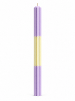 Geriffelte Stabkerze Lavendel-Creme aus Rapswachs – Handgegossen