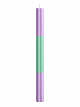 Geriffelte Stabkerze Lavendel-Mint aus Rapswachs – Handgegossen