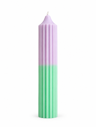 Geriffelte Stumpenkerze Lavendel-Mint aus Rapswachs – Handgegossen