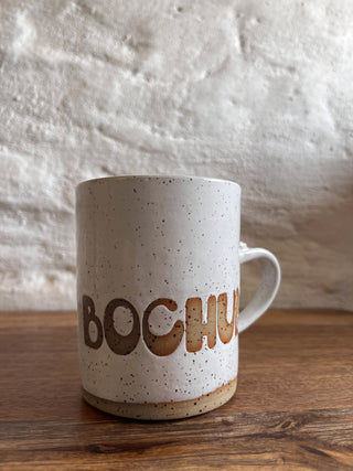 Keramiktasse „BOCHUM“ – handgemacht – Steinzeug Becher mit Sprenkeln – 420 ml