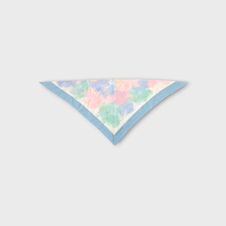 Dreieckstuch klein #2 Pastell Multicolor mit blauem Rand aus 100% Lenzing Ecovero – Wendbar – Made in Germany – Emmilotta