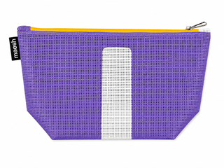Kosmetiktasche Lila/Weiß #D – Clutter aus Upcycling-Material, Unikat