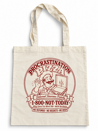 Procrastination Pizza Stoffbeutel Natur – Der_Laden