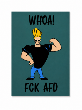 Johnny Bravo FCK AFD Postkarte – Petrol – DIN A6
