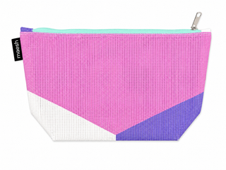 Kosmetiktasche Rosa/Lila/Weiß #A – Clutter aus Upcycling-Material, Unikat