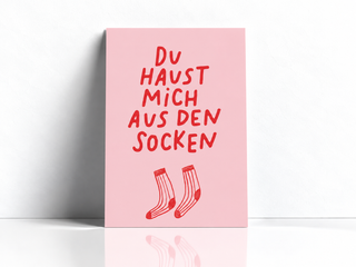 Postkarte „Du haust mich aus den Socken“ Rosa – StudioDanii