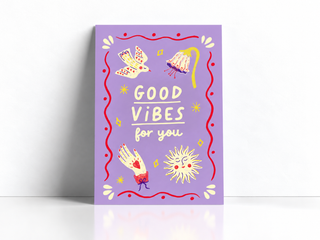 Postkarte „Good Vibes for You“ Flieder – StudioDanii