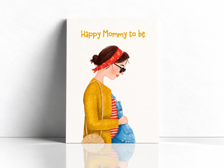 Postkarte „Happy Mommy to Be“ mit Schwangeren – StudioDanii