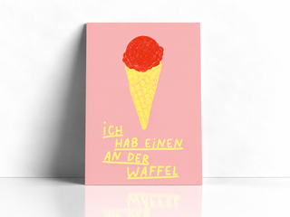 Postkarte „Ich hab einen an der Waffel“ Rosa – StudioDanii