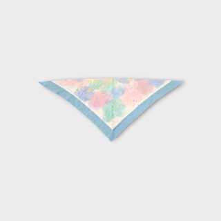 Dreieckstuch klein #2 Pastell Multicolor mit blauem Rand aus 100% Lenzing Ecovero – Wendbar – Made in Germany – Emmilotta