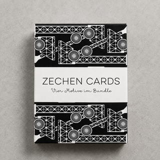 Zechen Cards – 4 Postkarten im Bundle – Schwarz/Weiß