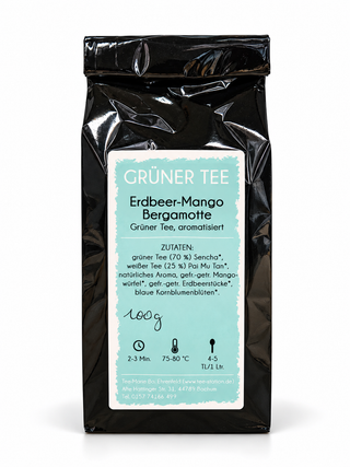 Erdbeer-Mango Bergamotte – Grüner Tee (100 g)