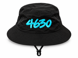 4630 – Nylon Widebrim Bucket Hat Schwarz/Türkis | AI4630