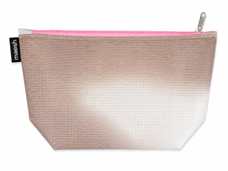 Kosmetiktasche Taupe/Weiß #B – Clutter aus Upcycling-Material, Unikat