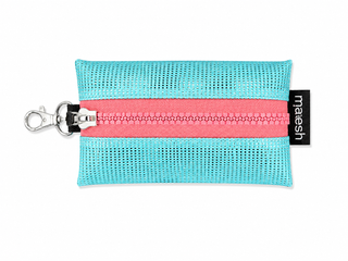 Doggi Bag Türkis/Pink #E – Mini-Beutel mit Karabiner aus Upcycling-Material, Unikat