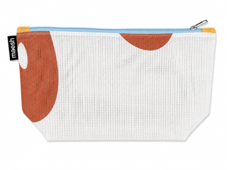Kosmetiktasche Weiß/Terrakotta #F – Clutter aus Upcycling-Material, Unikat