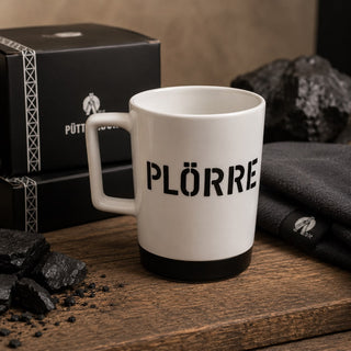 Plörre Porzellantasse – Weiß/Schwarz – 0,3 l